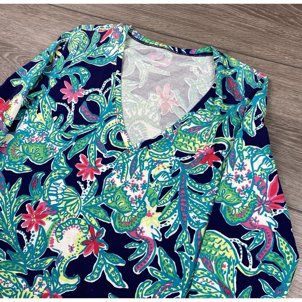 Lilly Pulitzer Women's Jodie Long‎ Sleeve Tropical Print Top Multicolor Size S